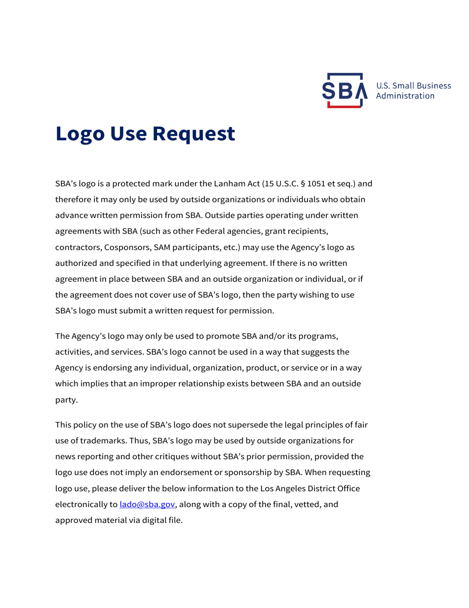 Logo Use Request, Page 1