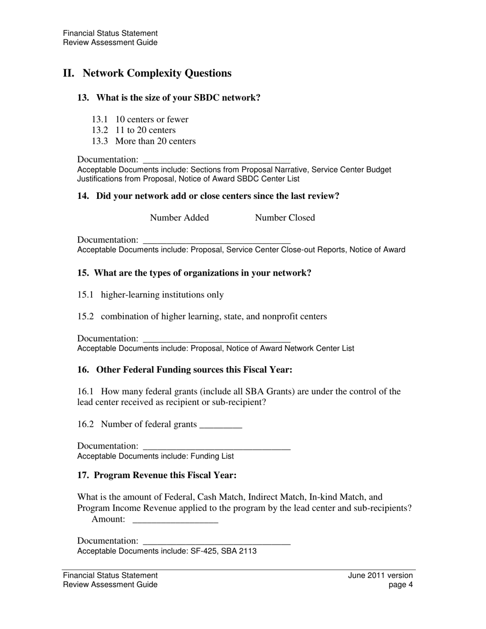 Financial Status Statement Review Assessment Guide, Page 4