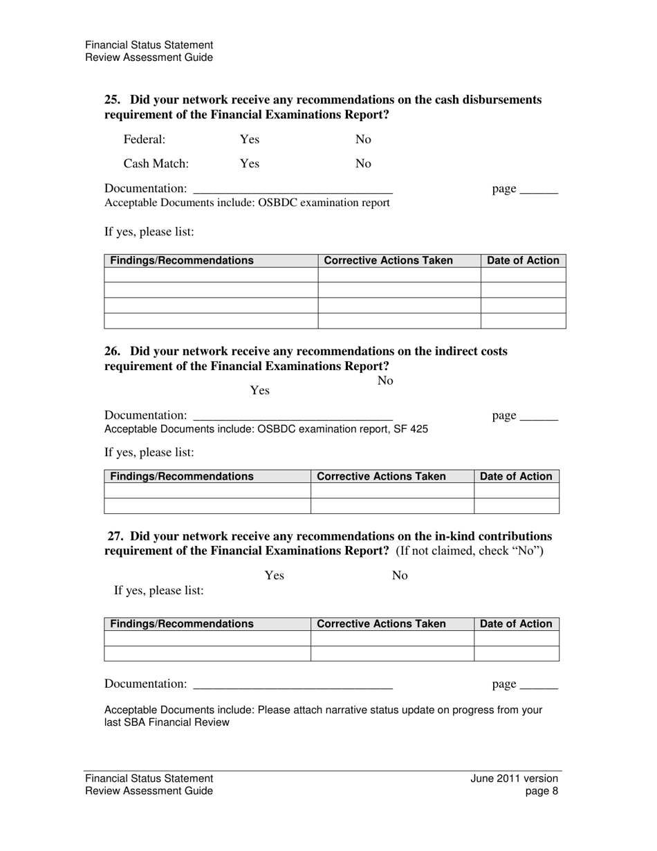 Financial Status Statement Review Assessment Guide, Page 8