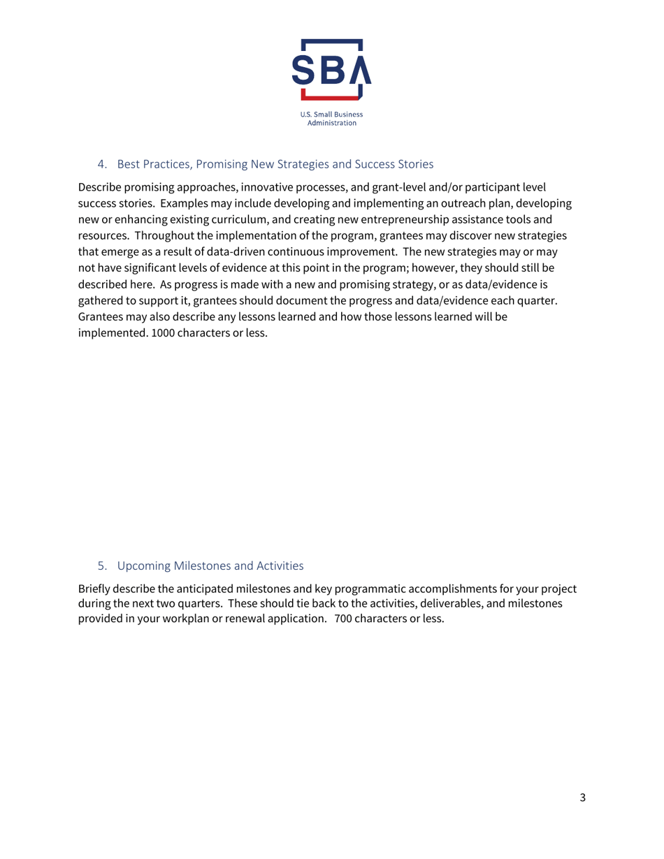 Womens Business Center Program Performance Narrative Report, Page 3