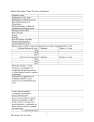 SBA Form 3507 CARES Act Section 1102 Lender Agreement - Non-bank and Non-insured Depository Institution Lenders, Page 2