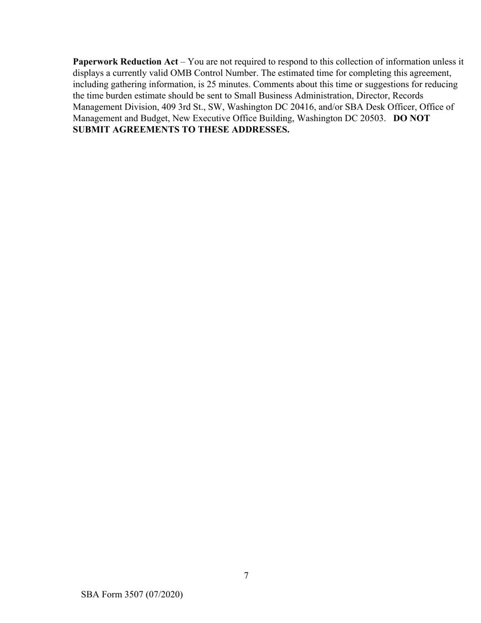 SBA Form 3507 CARES Act Section 1102 Lender Agreement - Non-bank and Non-insured Depository Institution Lenders, Page 7