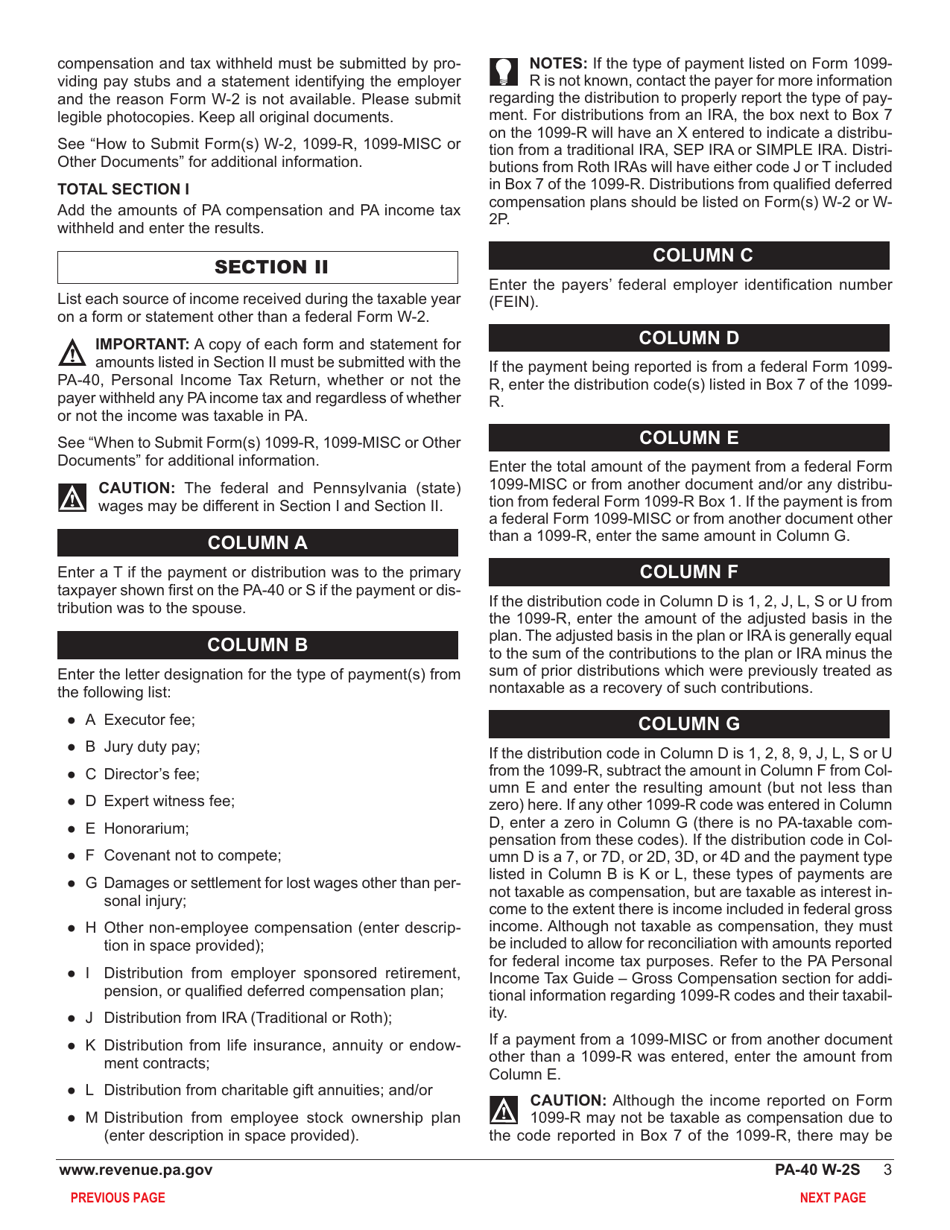Form PA-40 Schedule W-2S Wage Statement Summary - Pennsylvania, Page 5