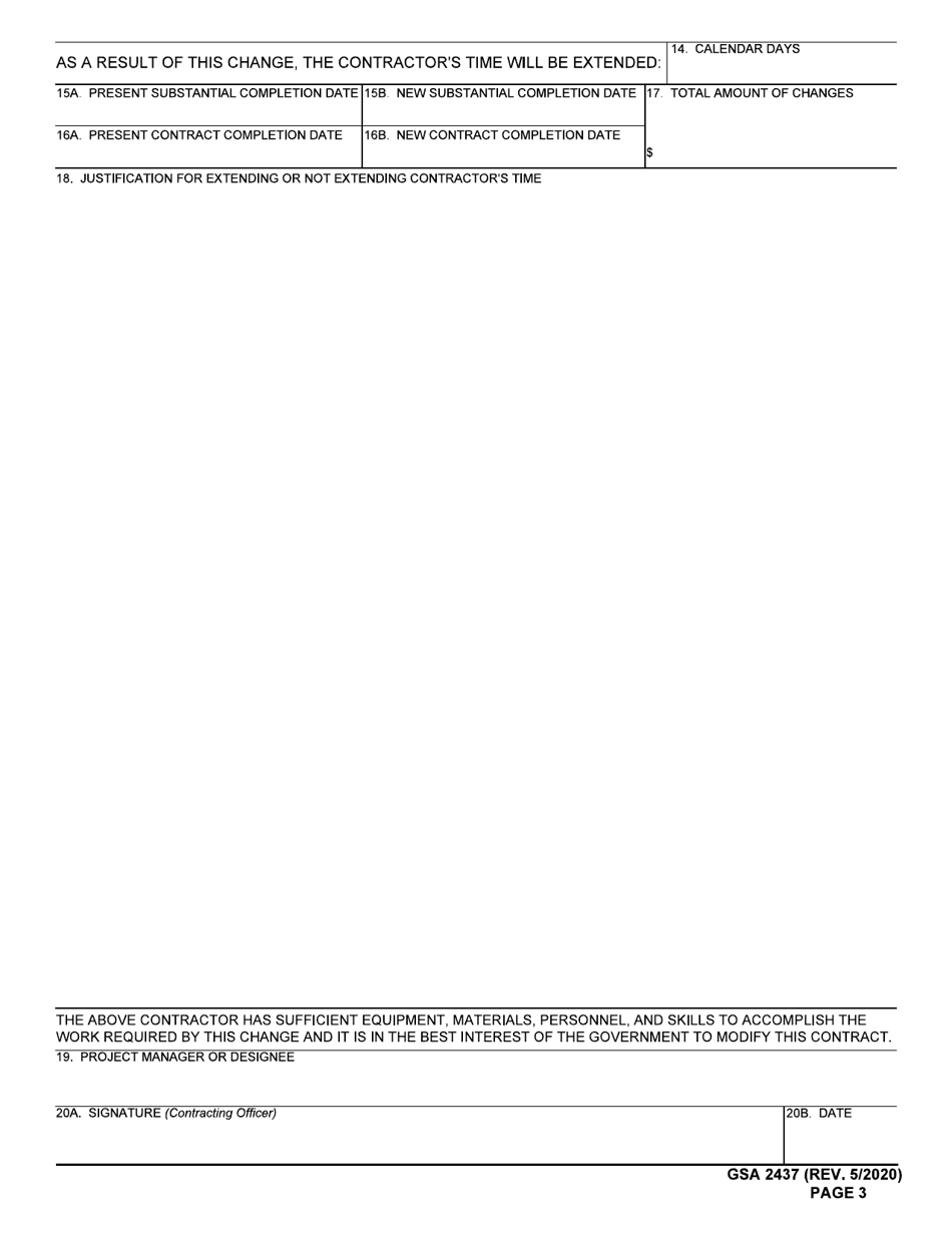 GSA Form 2437 Findings of Fact for Contract Modification, Page 3