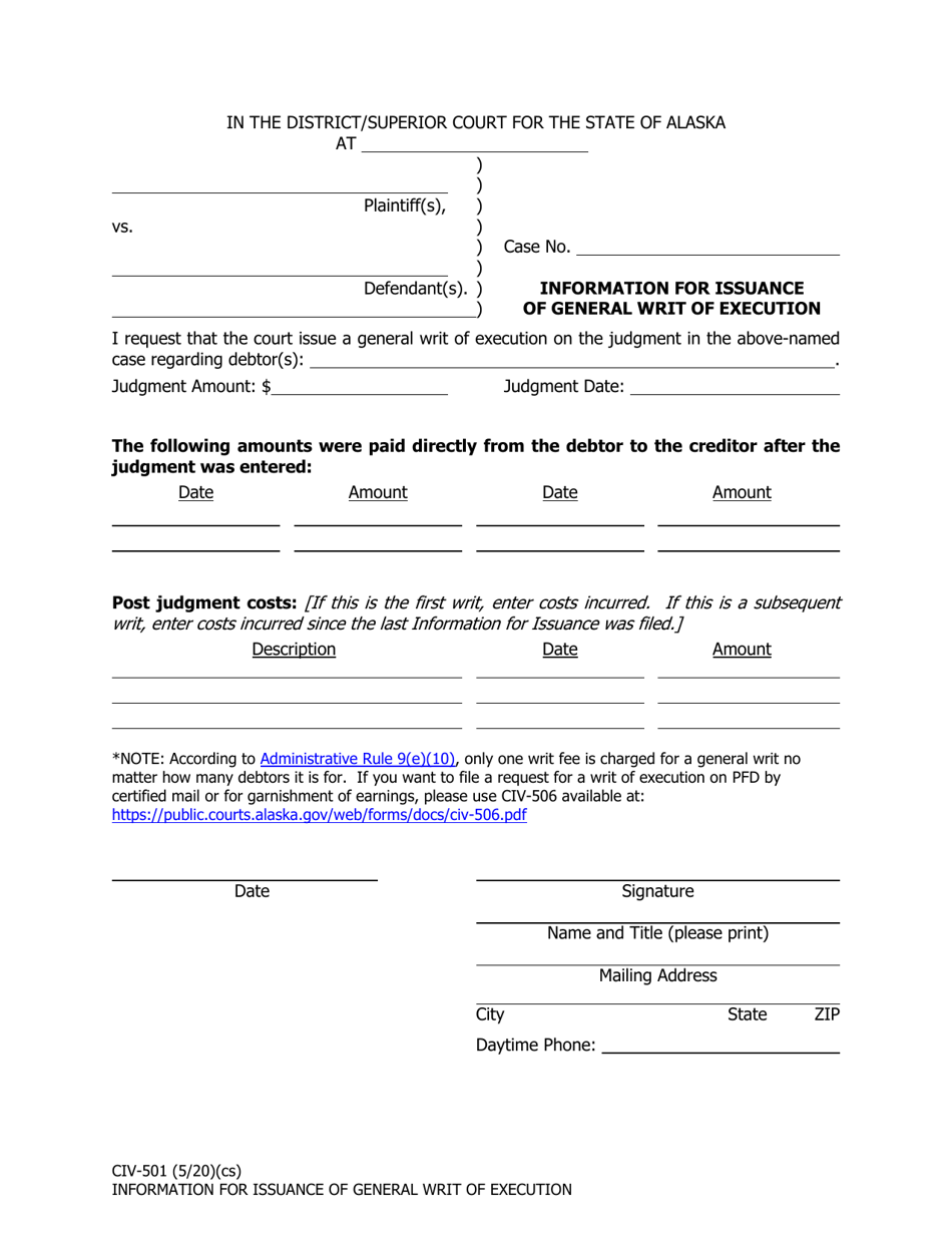 Form Civ Download Fillable Pdf Or Fill Online Information For