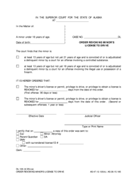 Document preview: Form DL-126 Order Revoking Minor's License to Drive - Alaska