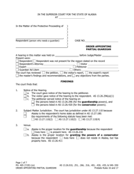 Form PG-405 Order Appointing Partial Guardian - Alaska