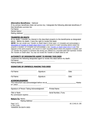 Form P-150 Transfer on Death Deed - Alaska, Page 2