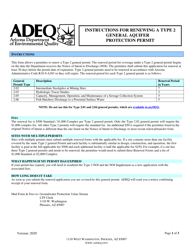 Document preview: Renewal Form for a Type 2 General Aquifer Protection Permit - Arizona
