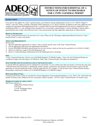 Document preview: Form GWS200 Notice of Intent to Discharge for a Type 3 General Permit - Arizona