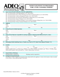 Form GWS200 Notice of Intent to Discharge for a Type 3 General Permit - Arizona, Page 2