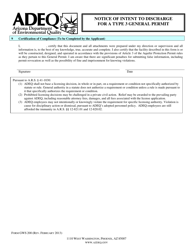 Form GWS200 Notice of Intent to Discharge for a Type 3 General Permit - Arizona, Page 3