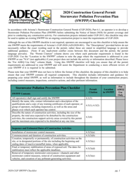 Document preview: Construction General Permit Stormwater Pollution Prevention Plan (Swppp) Checklist - Arizona, 2020