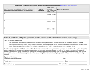 Construction General Permit (Cgp) Corrective Action Report Form - Arizona, Page 3