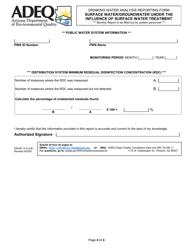 Form DWAR15 A &amp; B Drinking Water Analysis Reporting Form - Surface Water/Groundwater Under the Influence of Surface Water Treatment - Arizona, Page 4