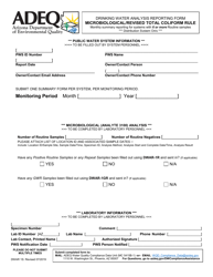Form DWAR1S Drinking Water Analysis Reporting Form - Microbiological/Revised Total Coliform Rule - Arizona