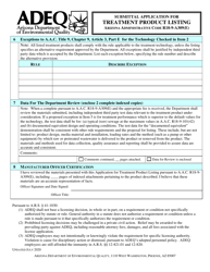 Submittal Application for Treatment Product Listing - Arizona, Page 5