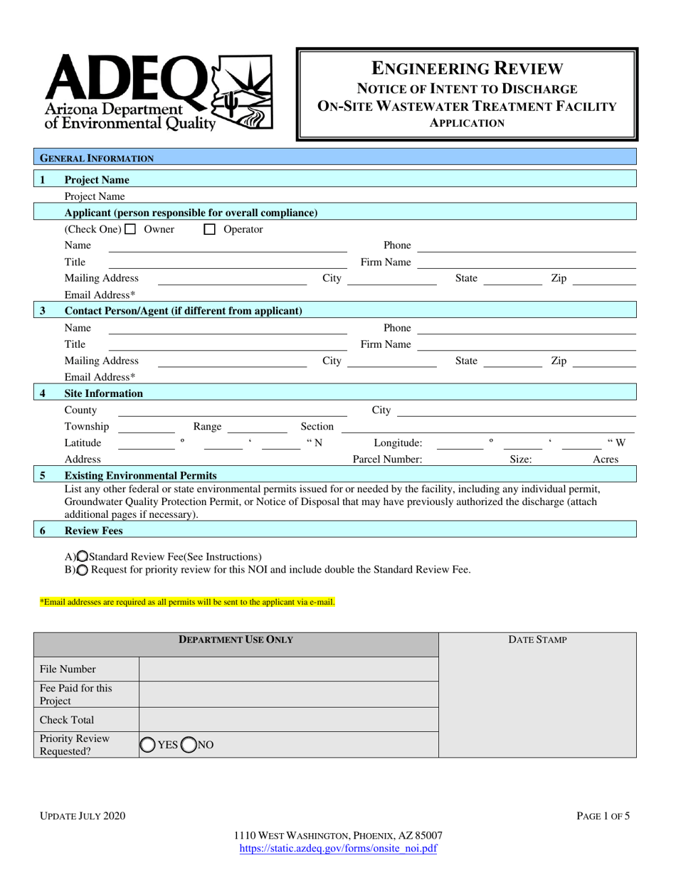 Engineering Review Notice of Intent to Discharge on-Site Wastewater Treatment Facility Application - Arizona, Page 3