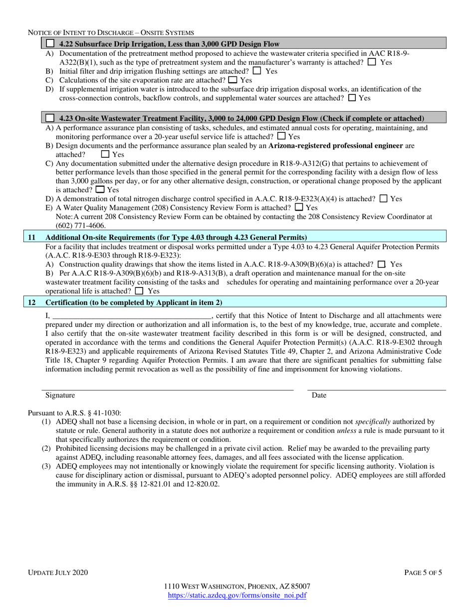 Engineering Review Notice of Intent to Discharge on-Site Wastewater Treatment Facility Application - Arizona, Page 7