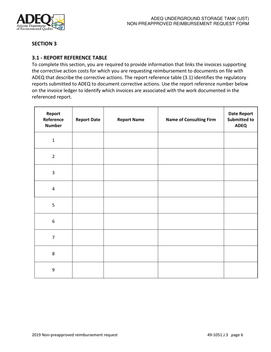 Ust Program Non-preapproved Reimbursement Request Option 3 - Arizona, Page 6