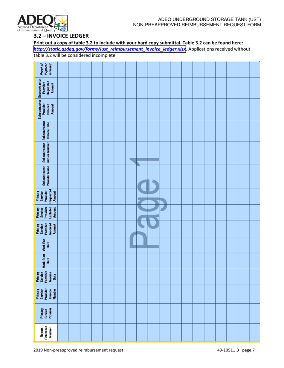 Ust Program Non-preapproved Reimbursement Request Option 3 - Arizona, Page 7