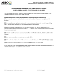 Document preview: Ust Program Non-preapproved Reimbursement Request Option 3 - Arizona