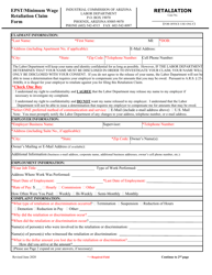 Document preview: Epst/Minimum Wage Retaliation Claim Form - Arizona
