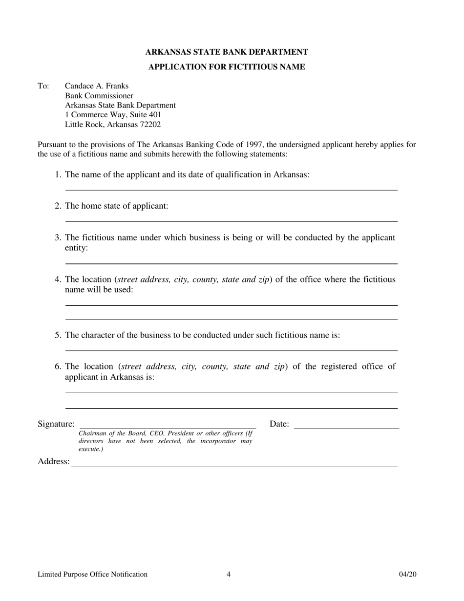 Notification for the Establishment of a Limited Purpose Office - Arkansas, Page 4