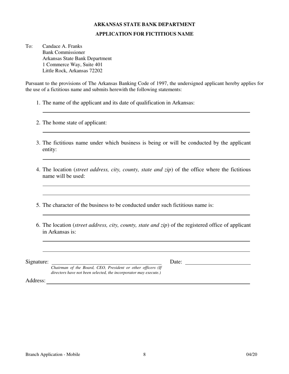 Application for a Mobile Branch Bank - Arkansas, Page 8