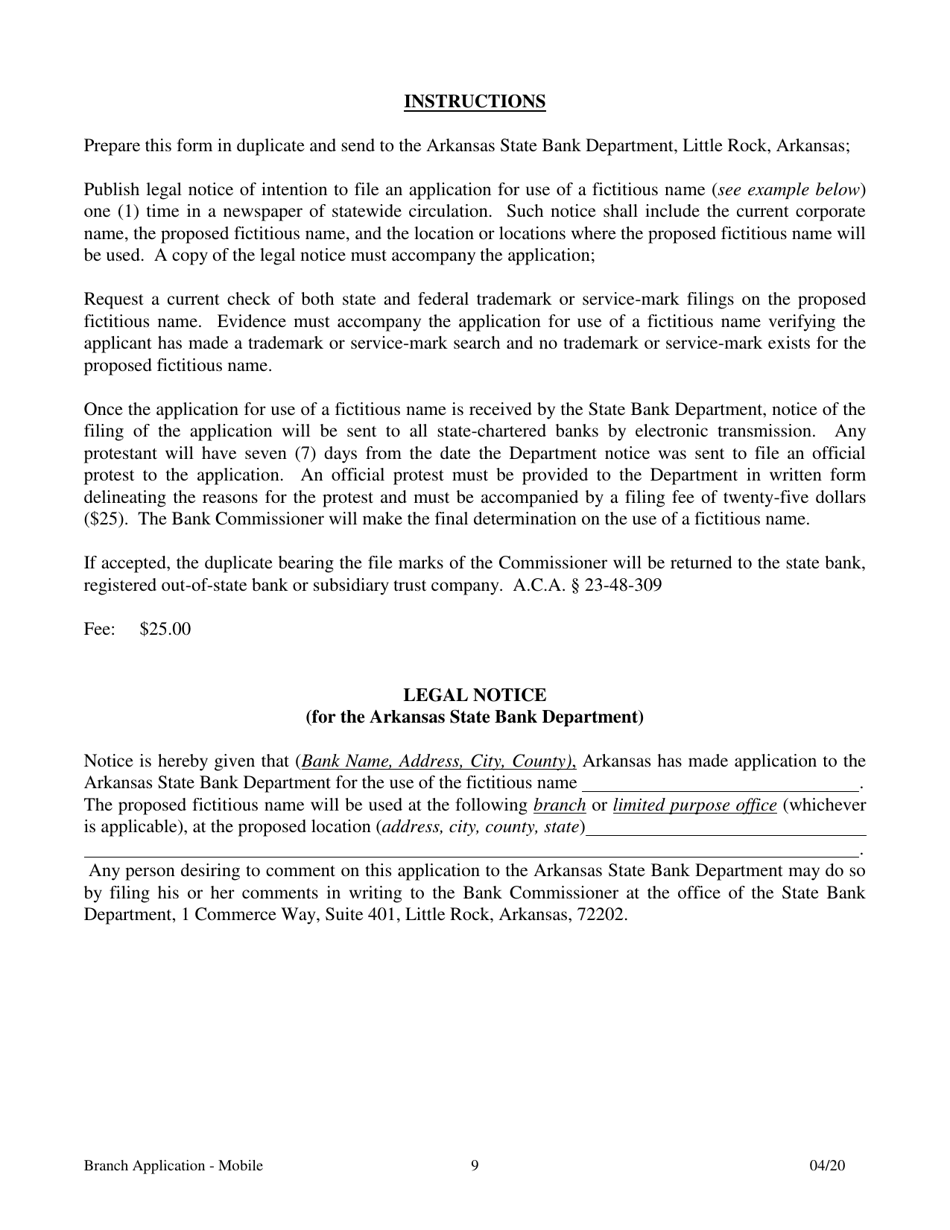 Application for a Mobile Branch Bank - Arkansas, Page 9