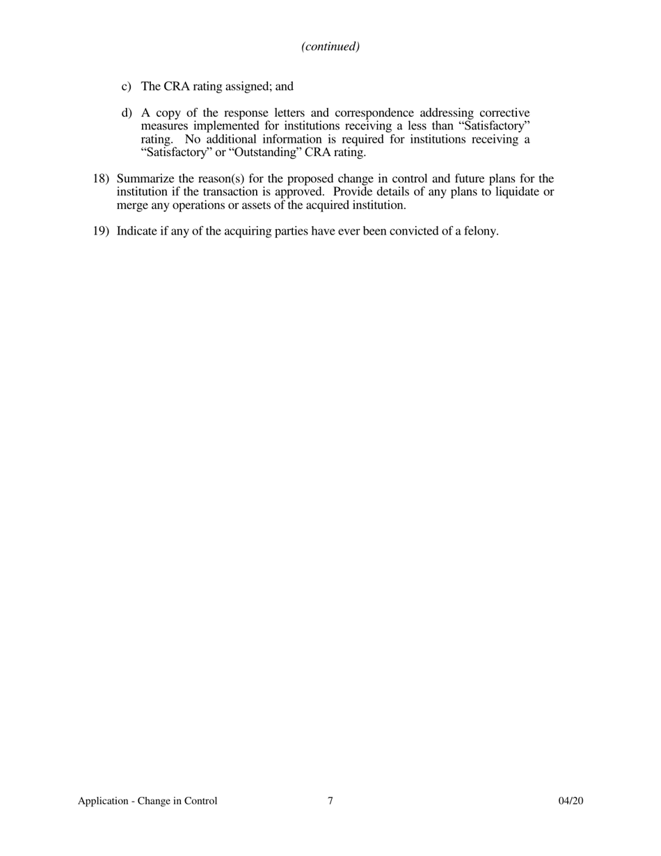 Application for Change in Control - Arkansas, Page 7