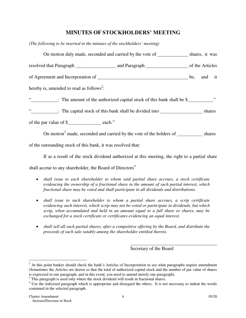Charter Amendment: Increase / Decrease Stock - Stock Dividend - Arkansas, Page 4