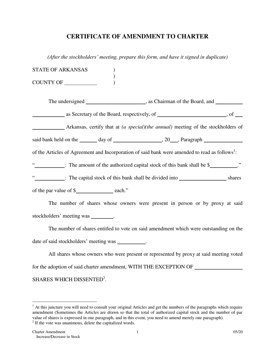 Charter Amendment: Increase / Decrease Stock - Stock Dividend - Arkansas, Page 6