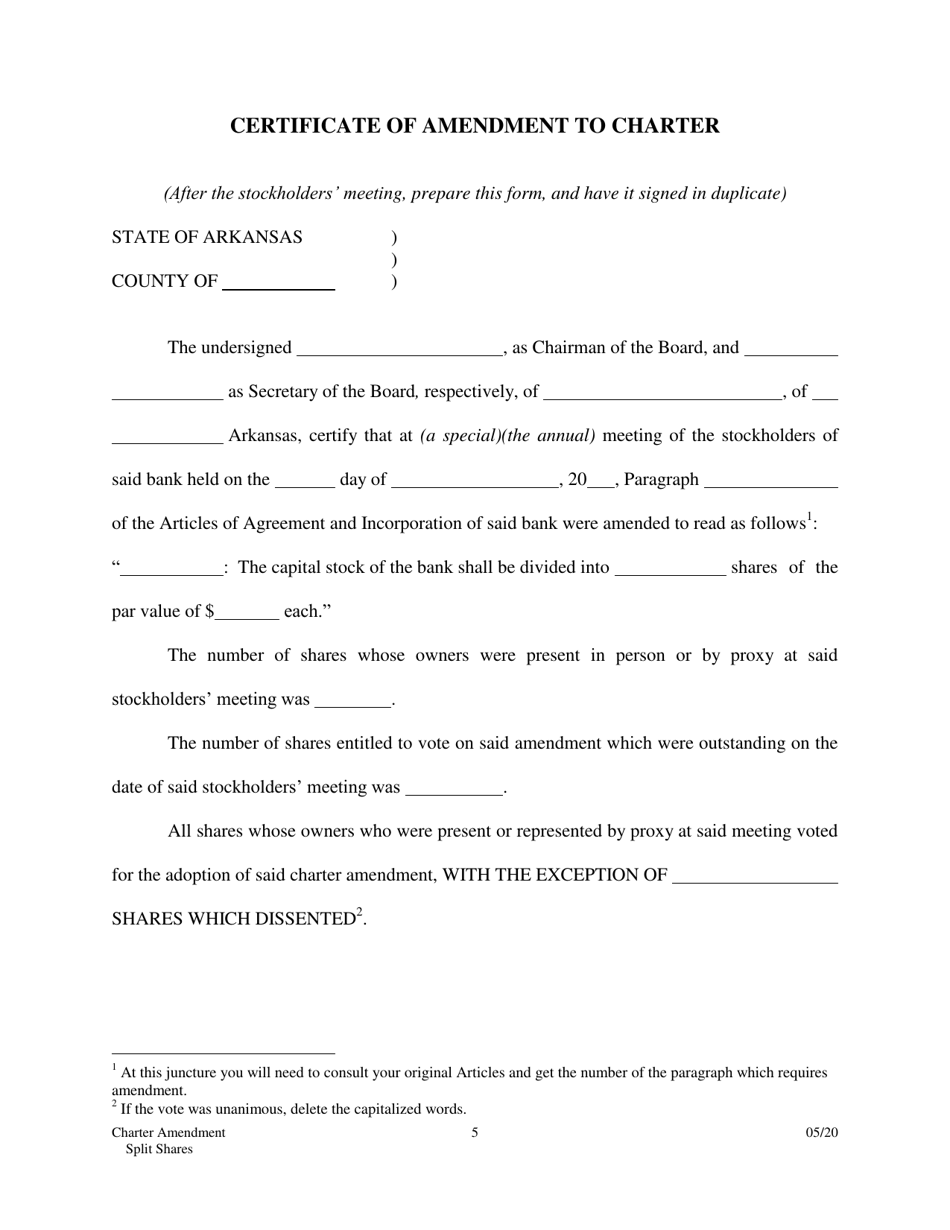 Charter Amendment - Split Shares - Arkansas, Page 5