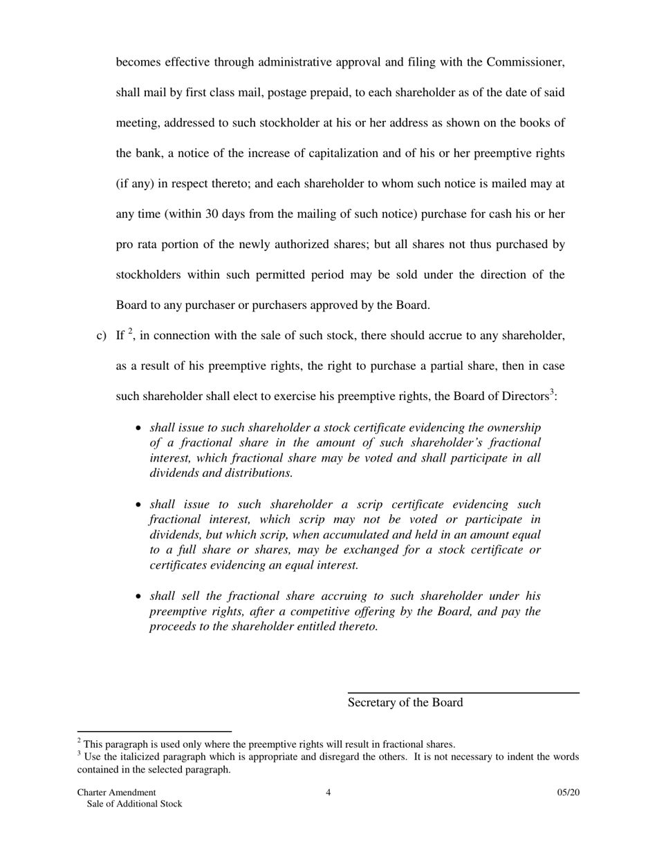 Charter Amendment - Sale of Additional Stock - Arkansas, Page 4