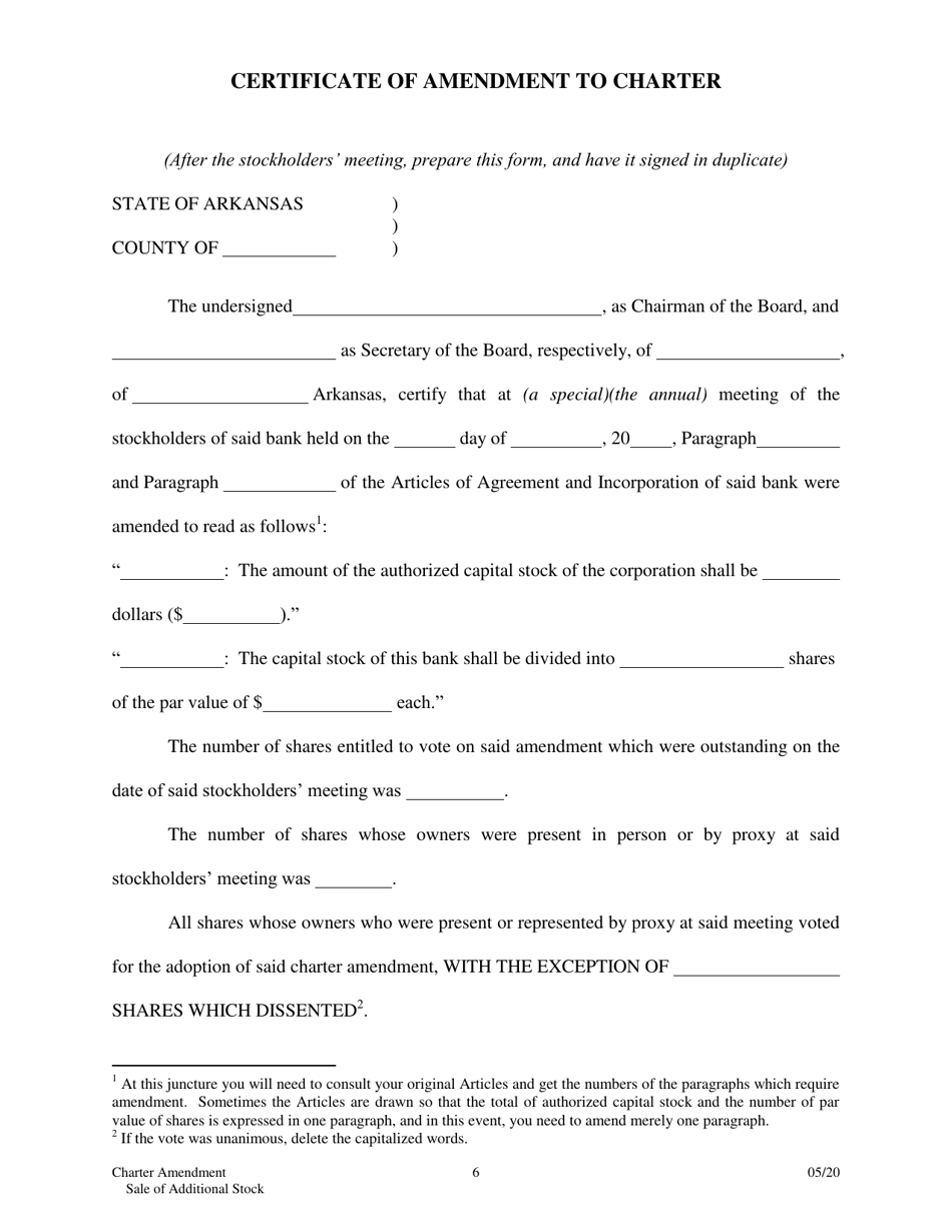 Charter Amendment - Sale of Additional Stock - Arkansas, Page 6