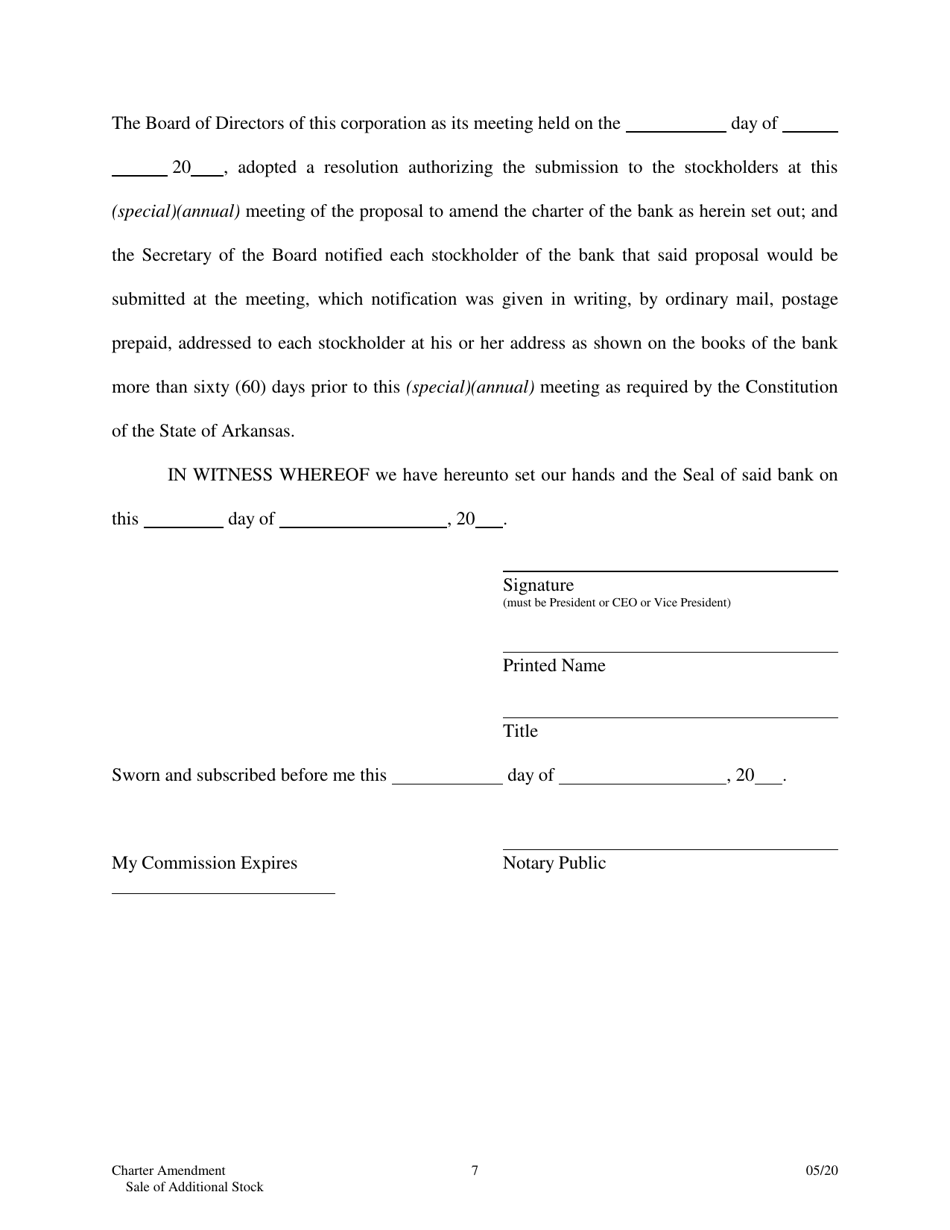 Charter Amendment - Sale of Additional Stock - Arkansas, Page 7