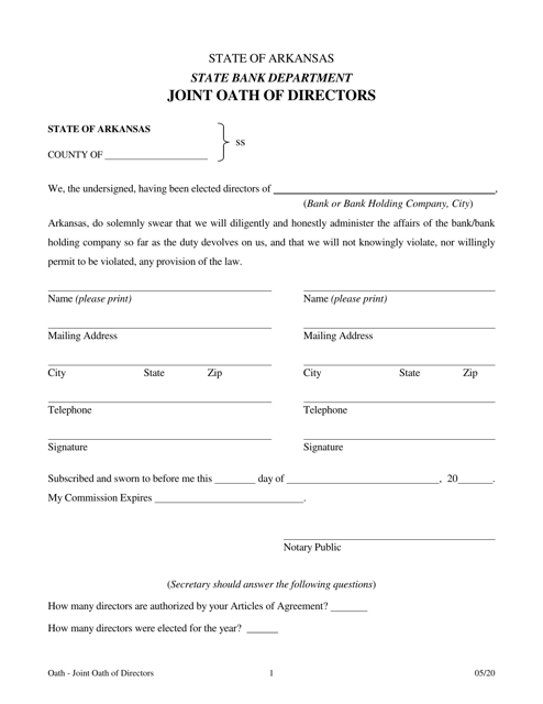 Joint Oath of Directors - Arkansas
