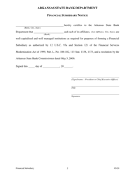 Financial Subsidiary Notice - Arkansas, Page 2