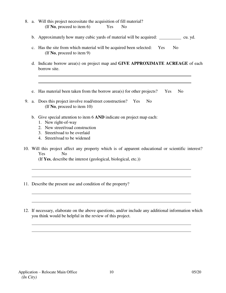 Application to Relocate Main Office (In City) - Arkansas, Page 10