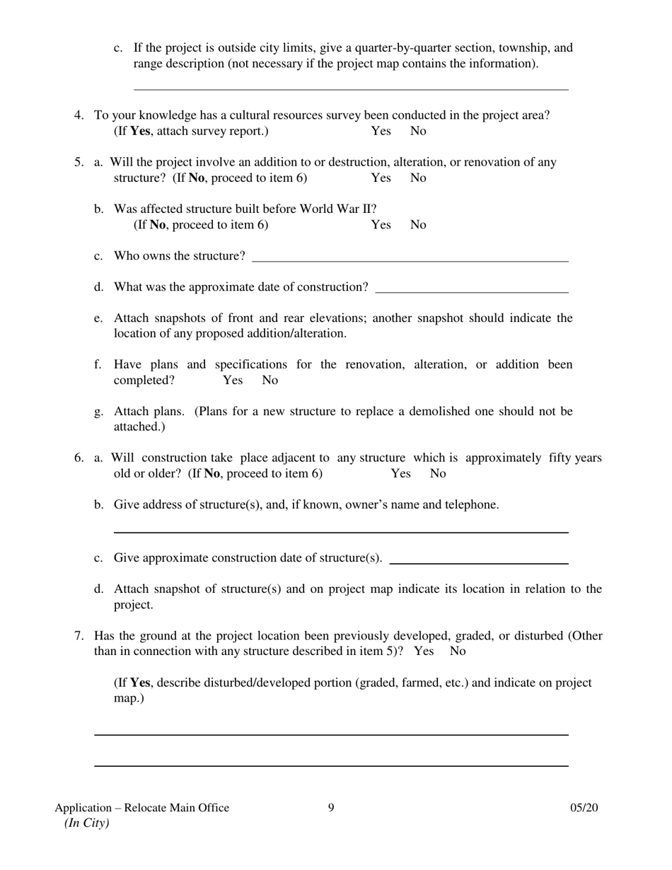 Application to Relocate Main Office (In City) - Arkansas, Page 9