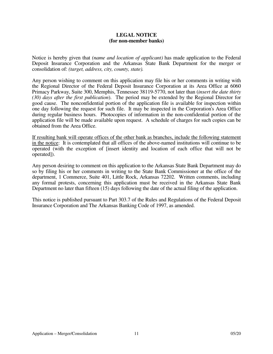 Application for Merger or Consolidation - Arkansas, Page 11