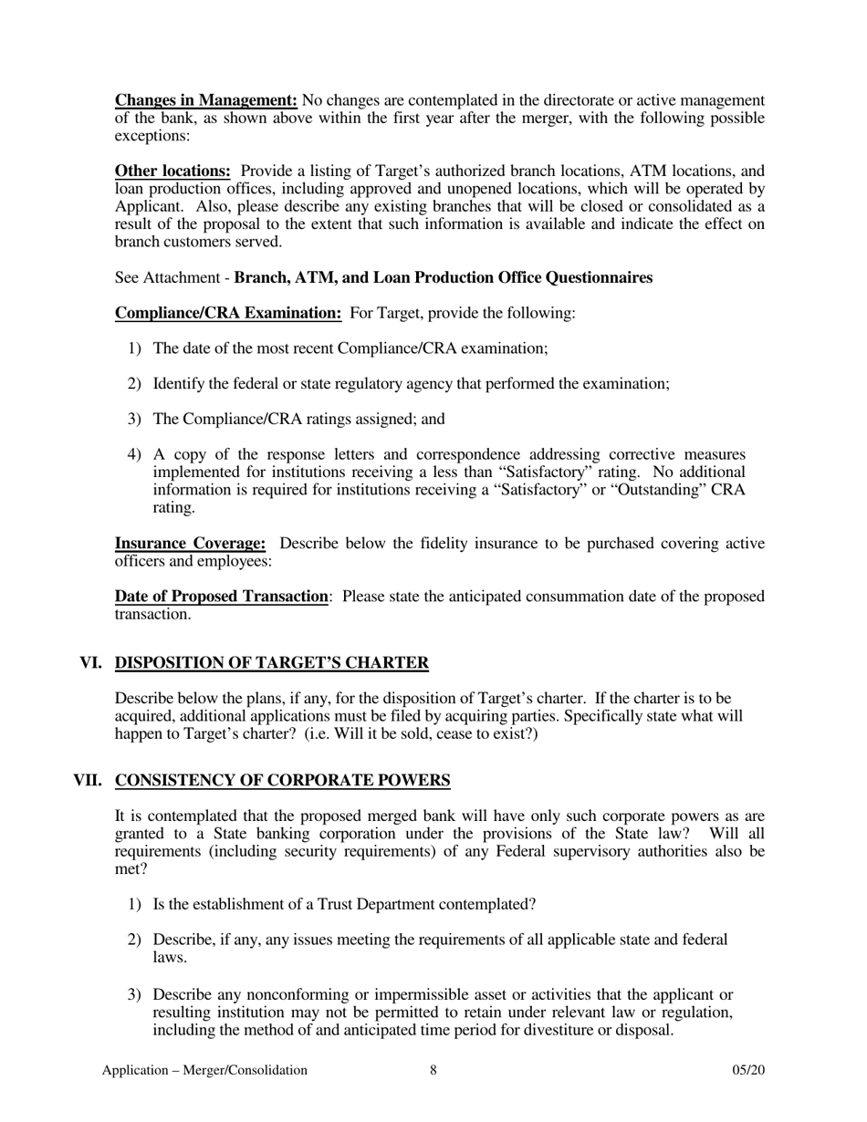 Application for Merger or Consolidation - Arkansas, Page 8