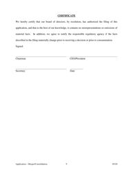 Application for Merger or Consolidation - Arkansas, Page 9