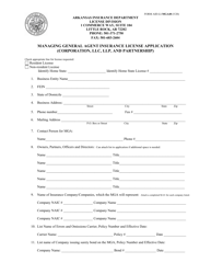 Form AID-LI-MGA40 &quot;Managing General Agent Insurance License Application (Corporation, LLC, LLP , and Partnership)&quot; - Arkansas