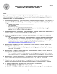 Document preview: Checklist of Necessary Information for Reinsurance Intermediary Broker - Arkansas