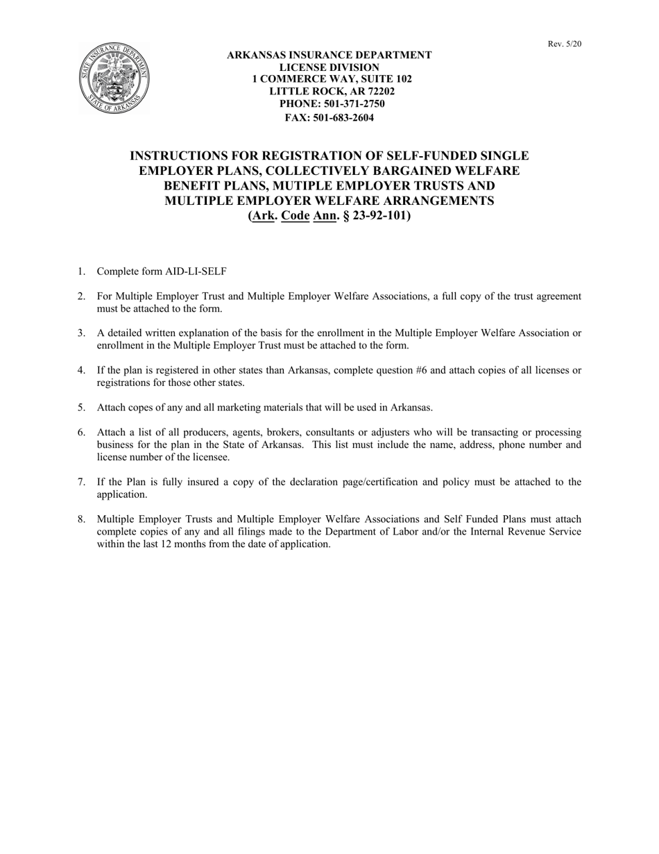 Form AIDLISELF Download Fillable PDF or Fill Online Selffunded