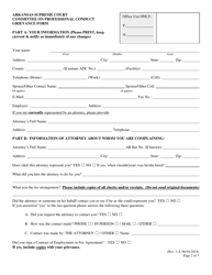 Committee on Professional Conduct Grievance Form - Arkansas, Page 2