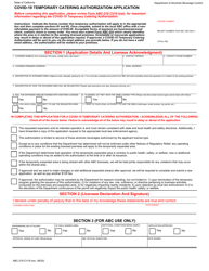Document preview: Form ABC-218 CV19 Covid-19 Temporary Catering Authorization Application - California