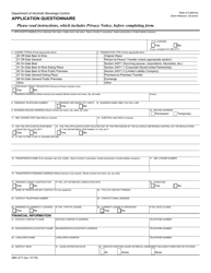 Form ABC-217 &quot;Application Questionnaire&quot; - California